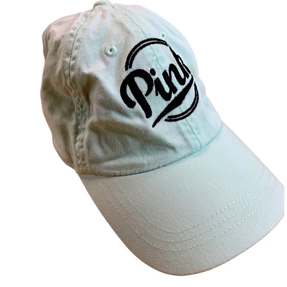 New Pink Victoria\'s Secret Baseball Hat Cap Light Turquoise Black Embroidery